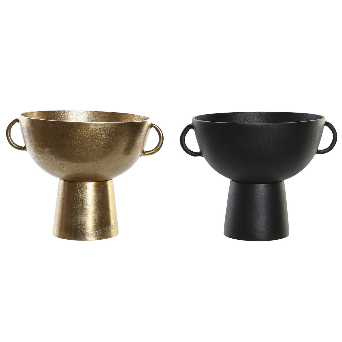 DKD Home Decor - Vaso DKD Home Decor 34 x 28 x 26 cm Preto Dourado Alumínio Moderno (2 Unidades)