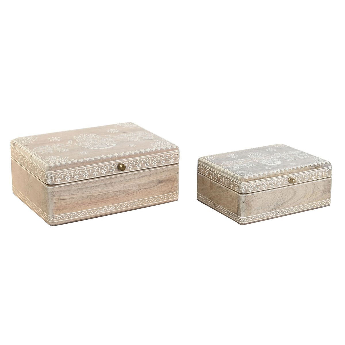 DKD Home Decor - Guarda-Joias DKD Home Decor 25,5 x 20 x 10,5 cm Natural Madeira de mangueira (2 Unidades)