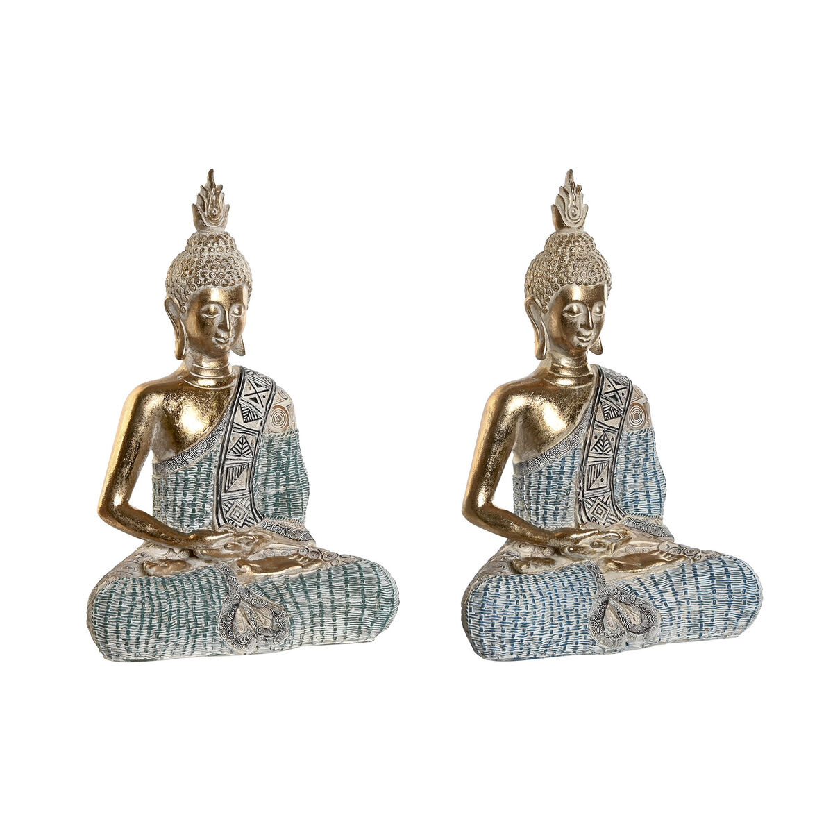 imagem de Figura Decorativa DKD Home Decor 23 x 13 x 34 cm Azul Buda Turquesa Oriental Decapé (2 Unidades)1