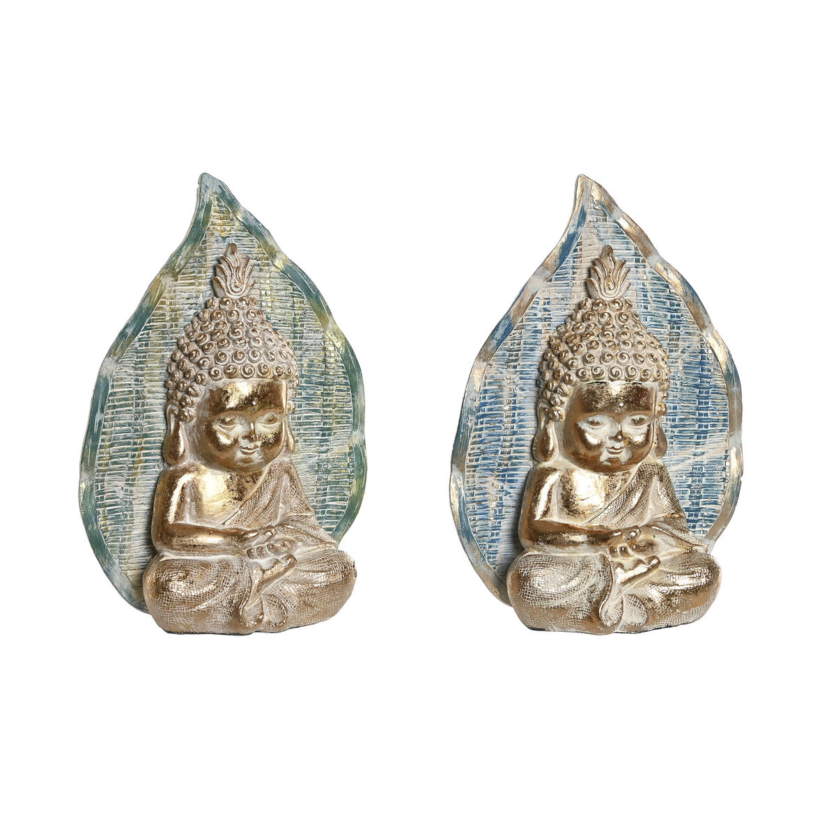 DKD Home Decor - Figura Decorativa DKD Home Decor 12,4 x 5,6 x 17,7 cm Azul Buda Turquesa Oriental Decapé (2 Unidades)