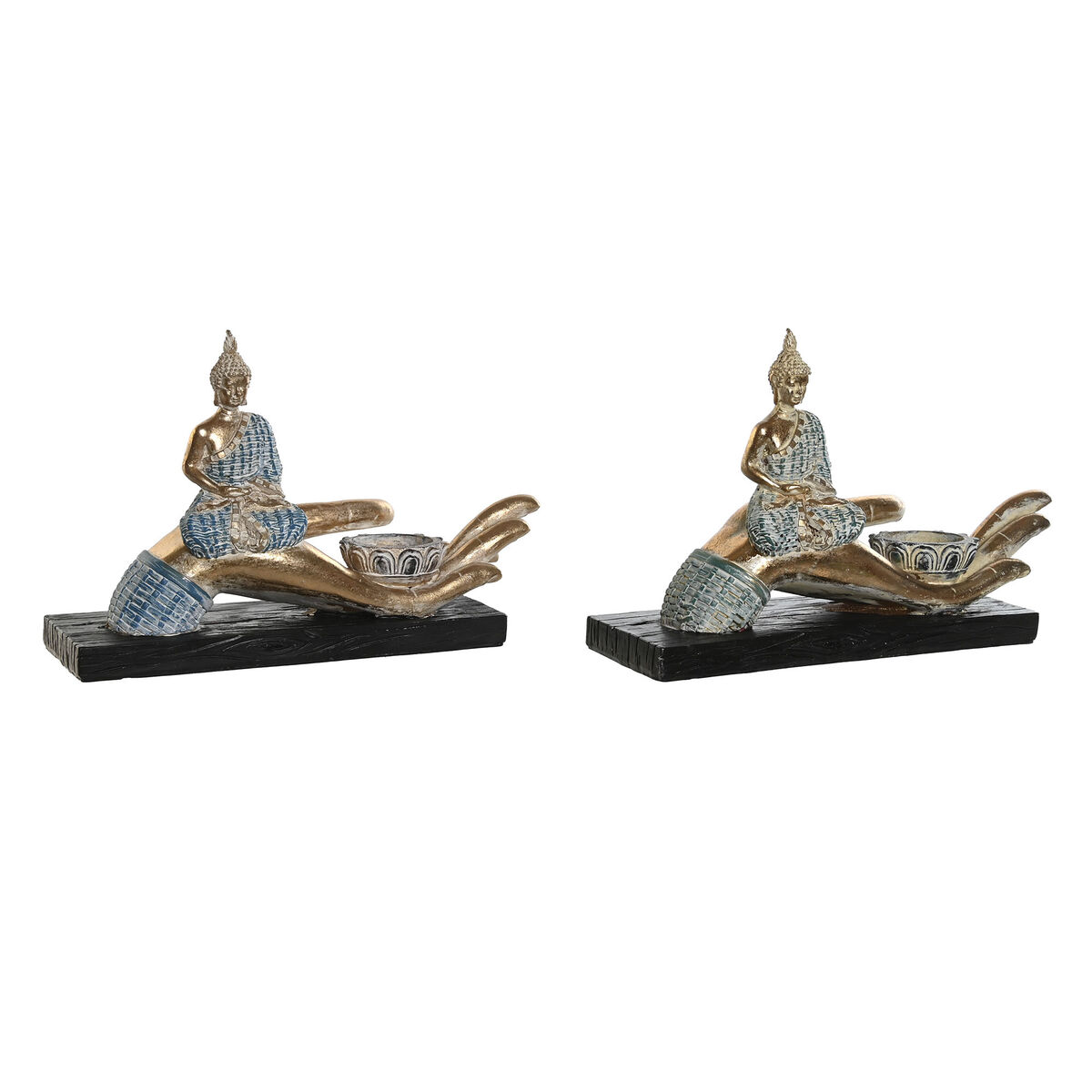 DKD Home Decor - Figura Decorativa DKD Home Decor 25,7 x 8 x 16 cm Azul Buda Turquesa Oriental Decapé (2 Unidades)