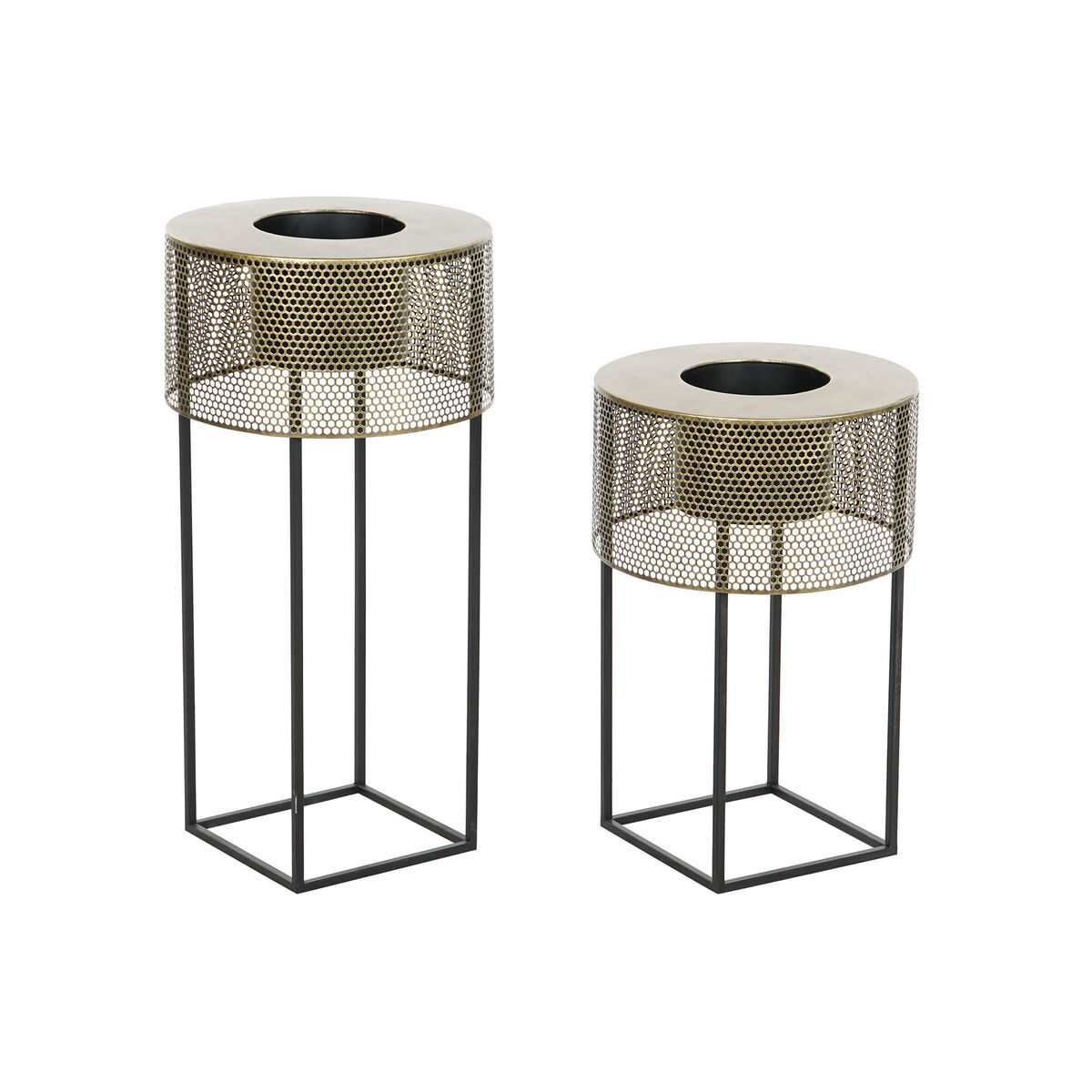 DKD Home Decor - Conjunto de vasos DKD Home Decor 33 x 33 x 67 cm Preto Dourado Metal Loft