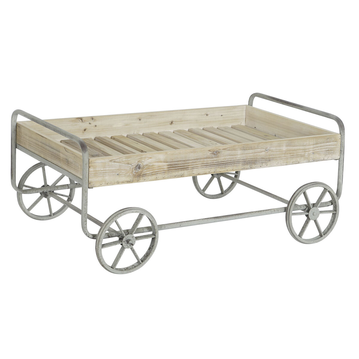 DKD Home Decor - Carro DKD Home Decor 110 x 67 x 46 cm Abeto Natural Cinzento Metal Madeira de abeto