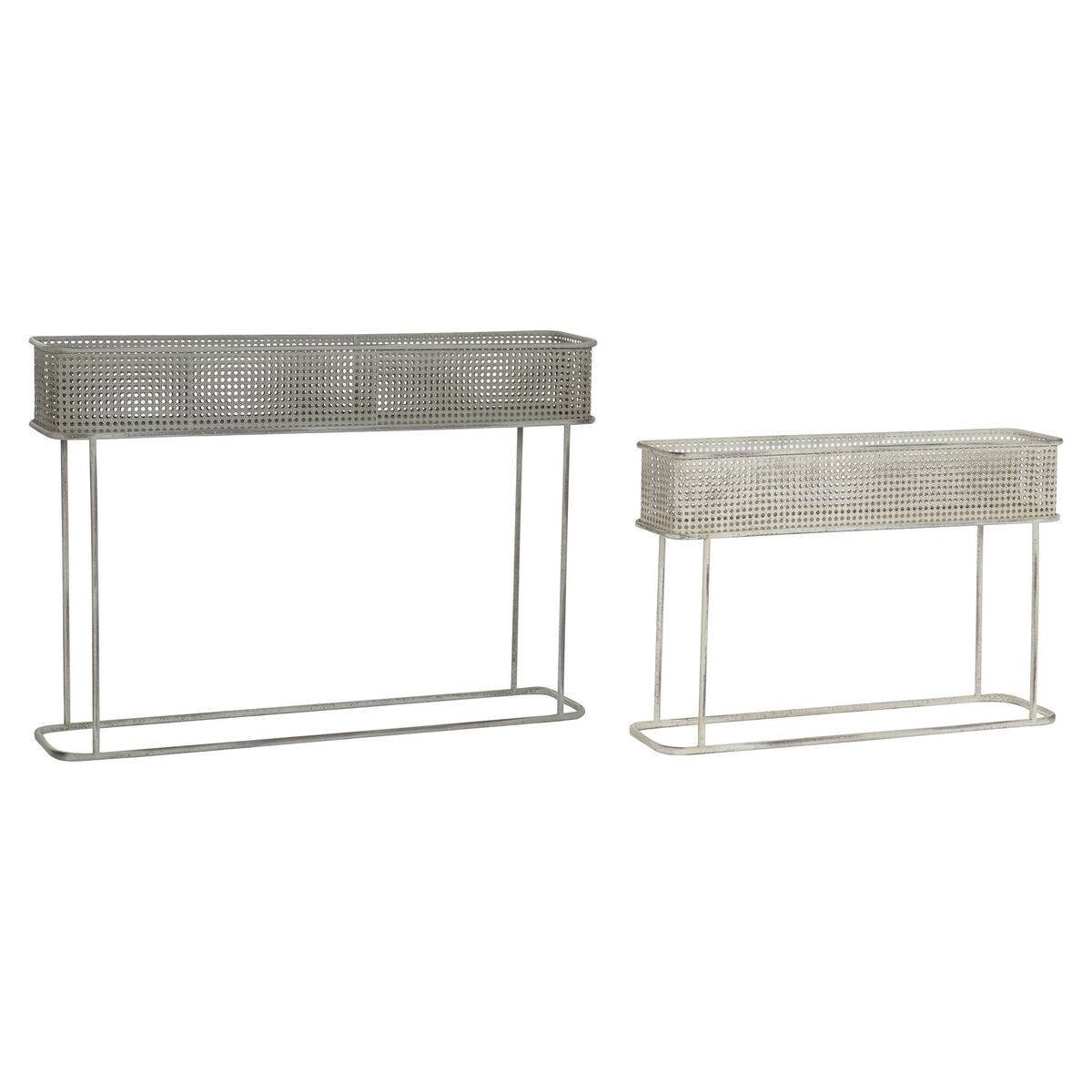 DKD Home Decor - Conjunto de vasos DKD Home Decor 100 x 22 x 70 cm Cinzento Metal Branco Vintage