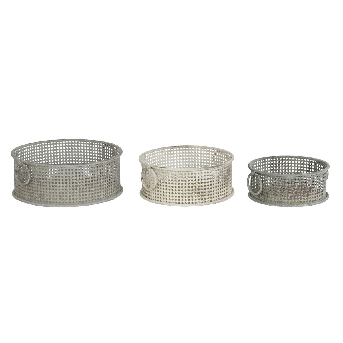 DKD Home Decor - Conjunto de Cestas DKD Home Decor 43 x 42 x 17 cm Metal Alumínio Vintage