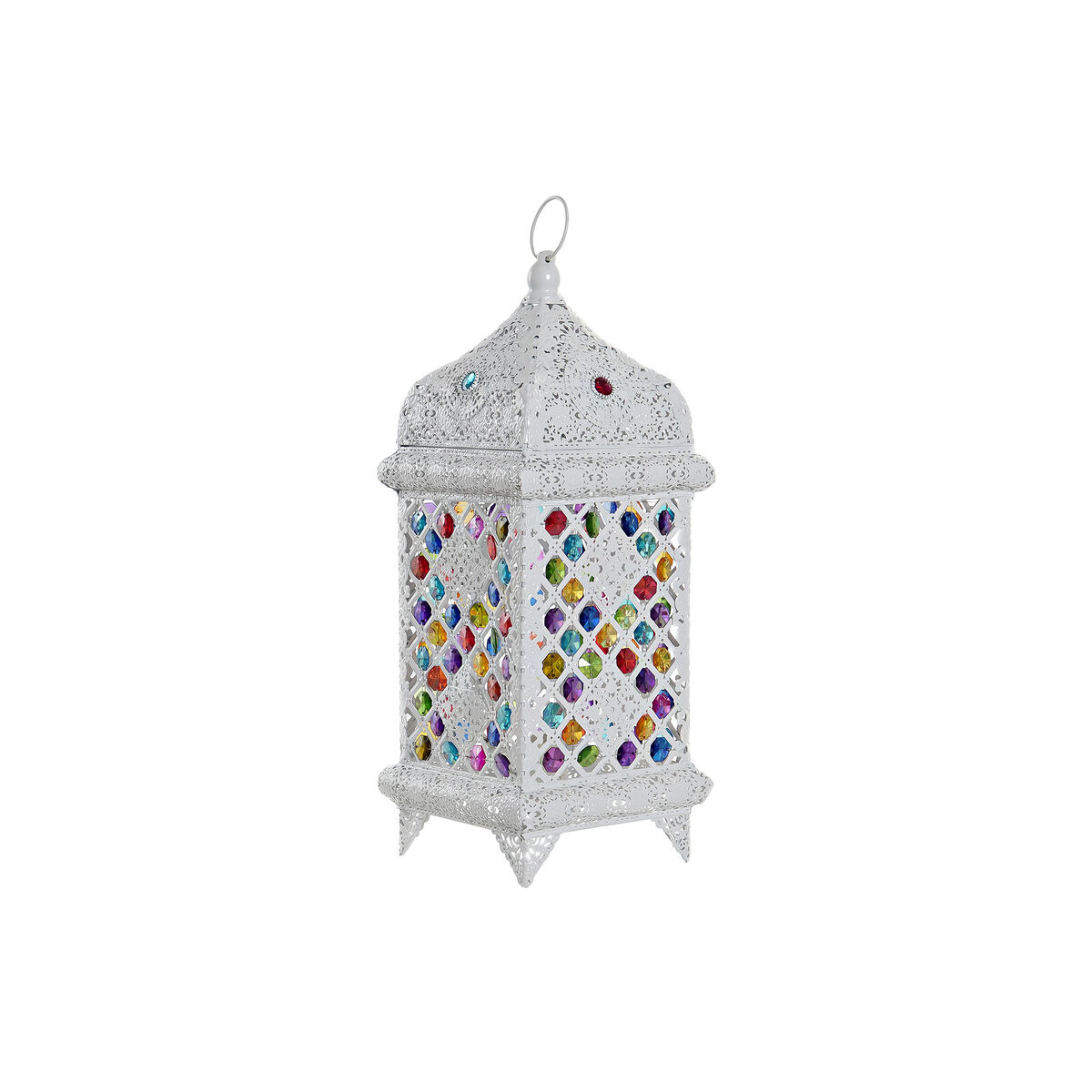 DKD Home Decor - Lâmpada de mesa DKD Home Decor 18 x 18 x 46 cm Metal Branco Multicolor 220 V 50 W