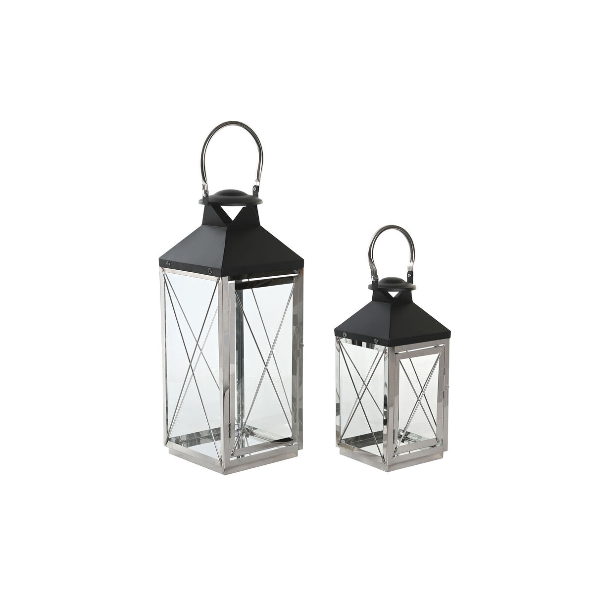 DKD Home Decor - Postes de iluminação DKD Home Decor Cristal Preto Aço 18 x 18 x 43 cm Moderno Cromado