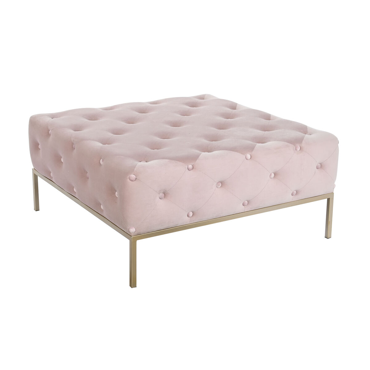 DKD Home Decor - Banqueta DKD Home Decor Cor de Rosa Dourado Metal 100 x 100 x 45 cm