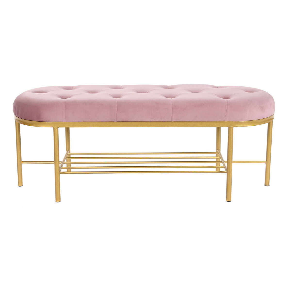 imagem de Banqueta DKD Home Decor 100 x 35 x 40 cm Cor de Rosa Dourado Metal3