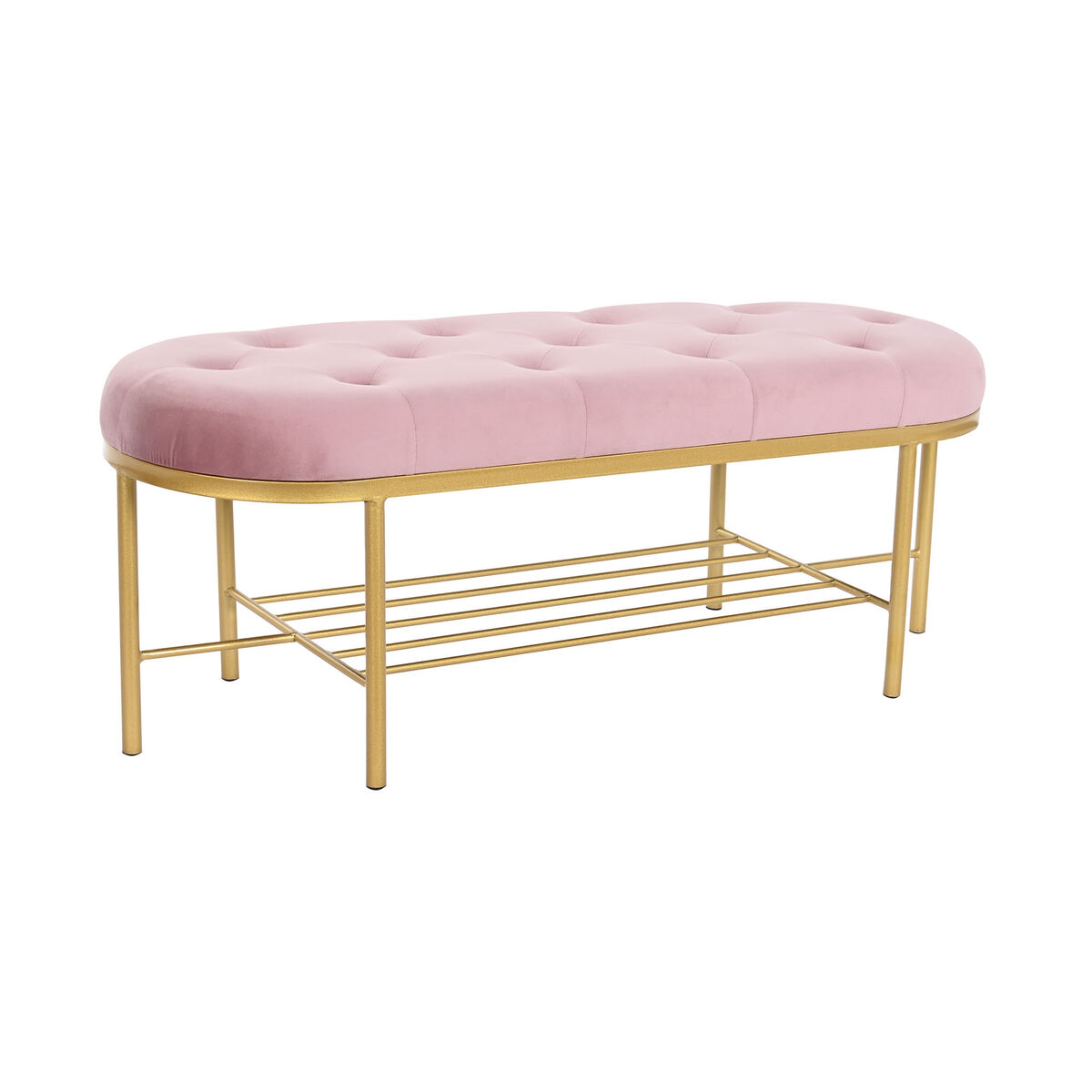 imagem de Banqueta DKD Home Decor 100 x 35 x 40 cm Cor de Rosa Dourado Metal1