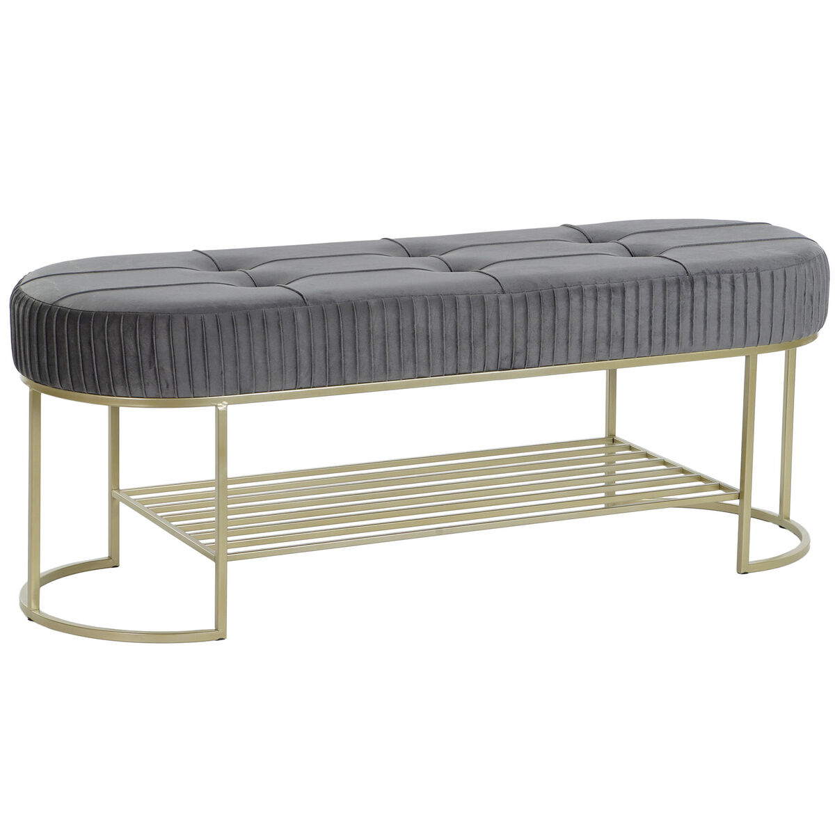 DKD Home Decor - Banqueta DKD Home Decor Cinzento Dourado Metal 120 x 40 x 45 cm