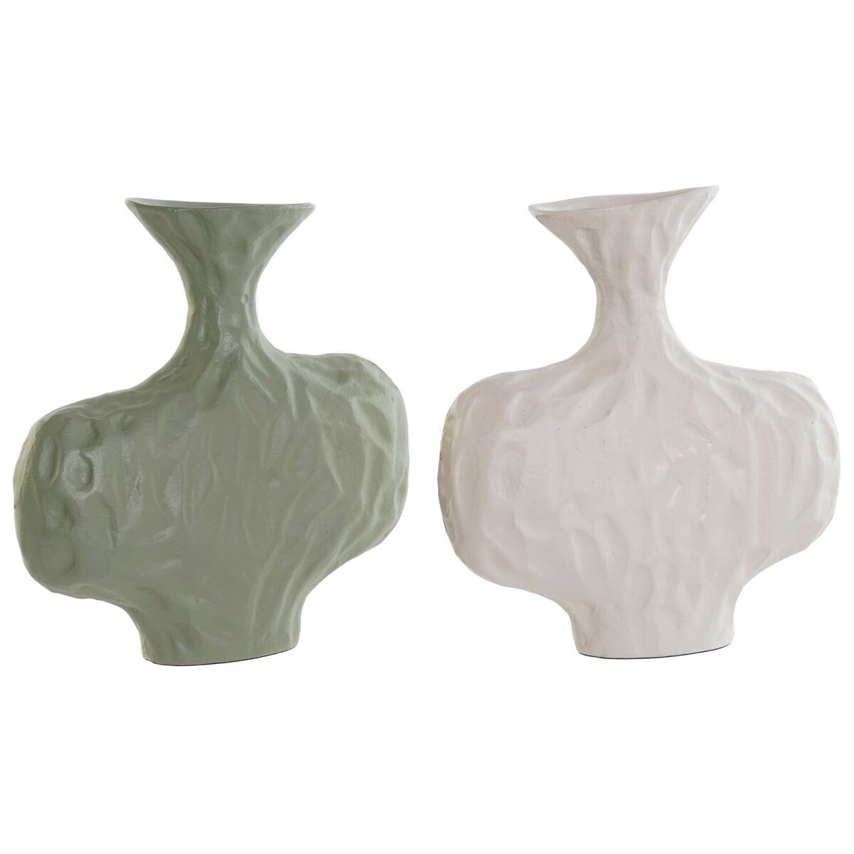 DKD Home Decor - Vaso DKD Home Decor Branco Verde Alumínio 20 x 6 x 21 cm (2 Unidades)