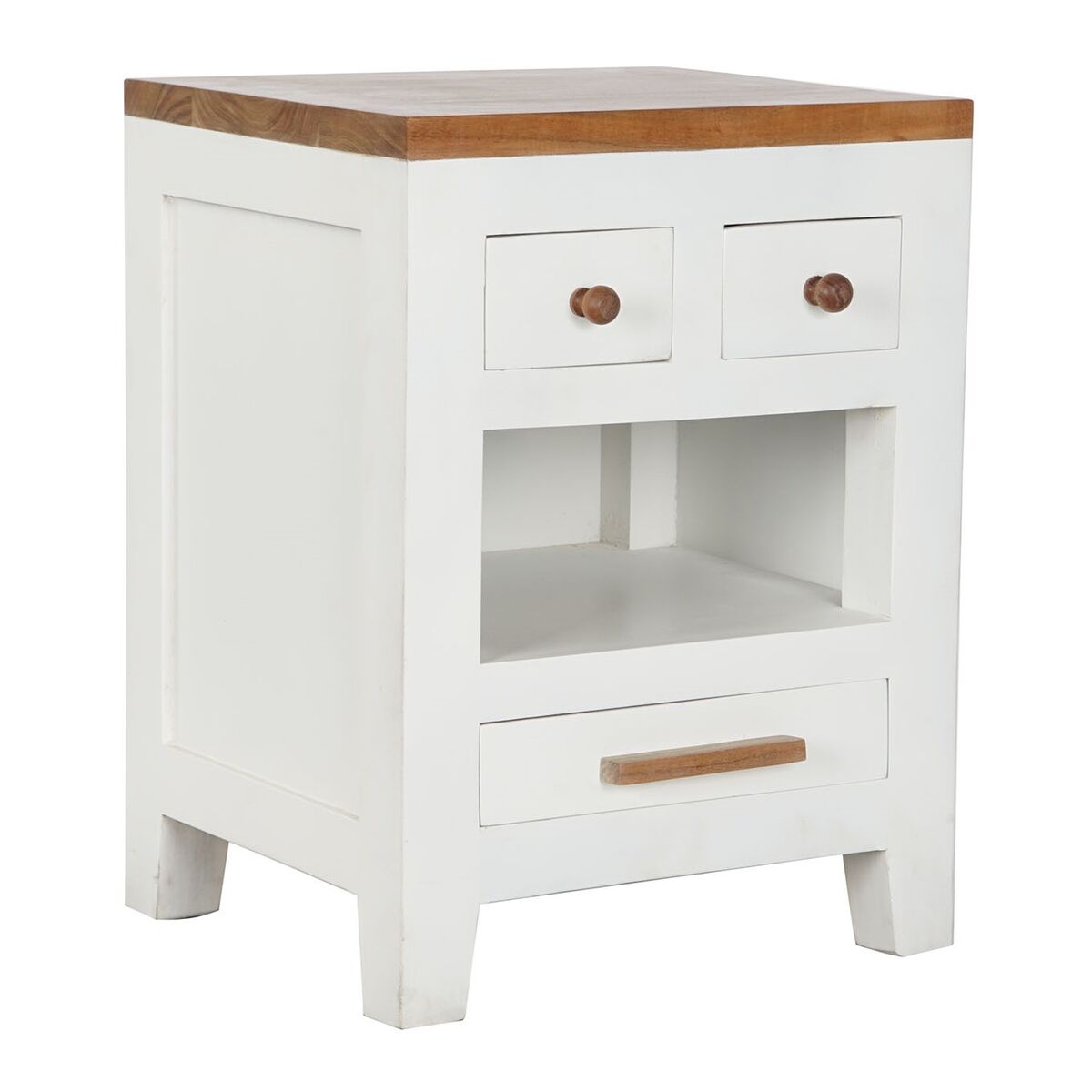 DKD Home Decor - Mesa de Cabeceira DKD Home Decor Branco Castanho Acácia Madeira de mangueira 45 x 40 x 60 cm