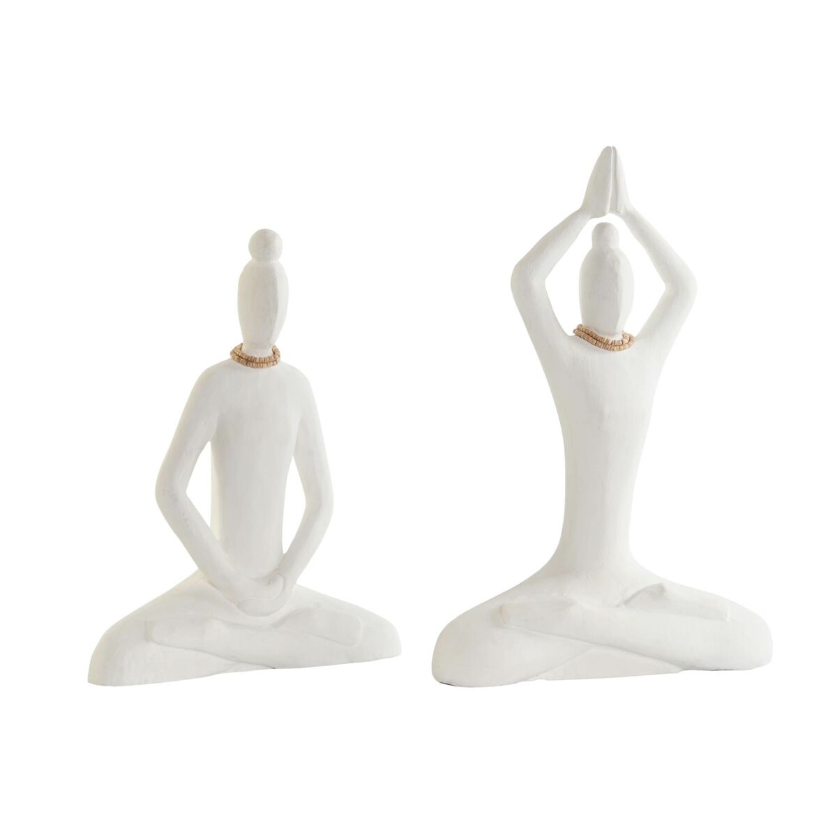 DKD Home Decor - Figura Decorativa DKD Home Decor Branco Natural Oriental Yoga 25 x 8 x 36 cm (2 Unidades)