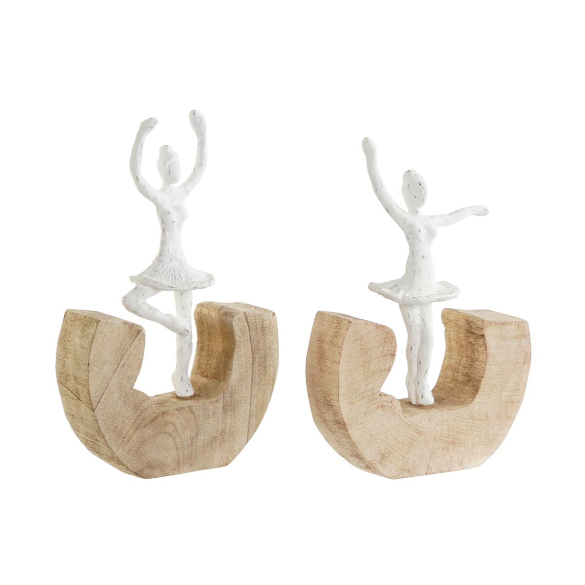 DKD Home Decor - Figura Decorativa DKD Home Decor Branco Castanho Bailarina Ballet 17 x 6 x 24 cm (2 Unidades)