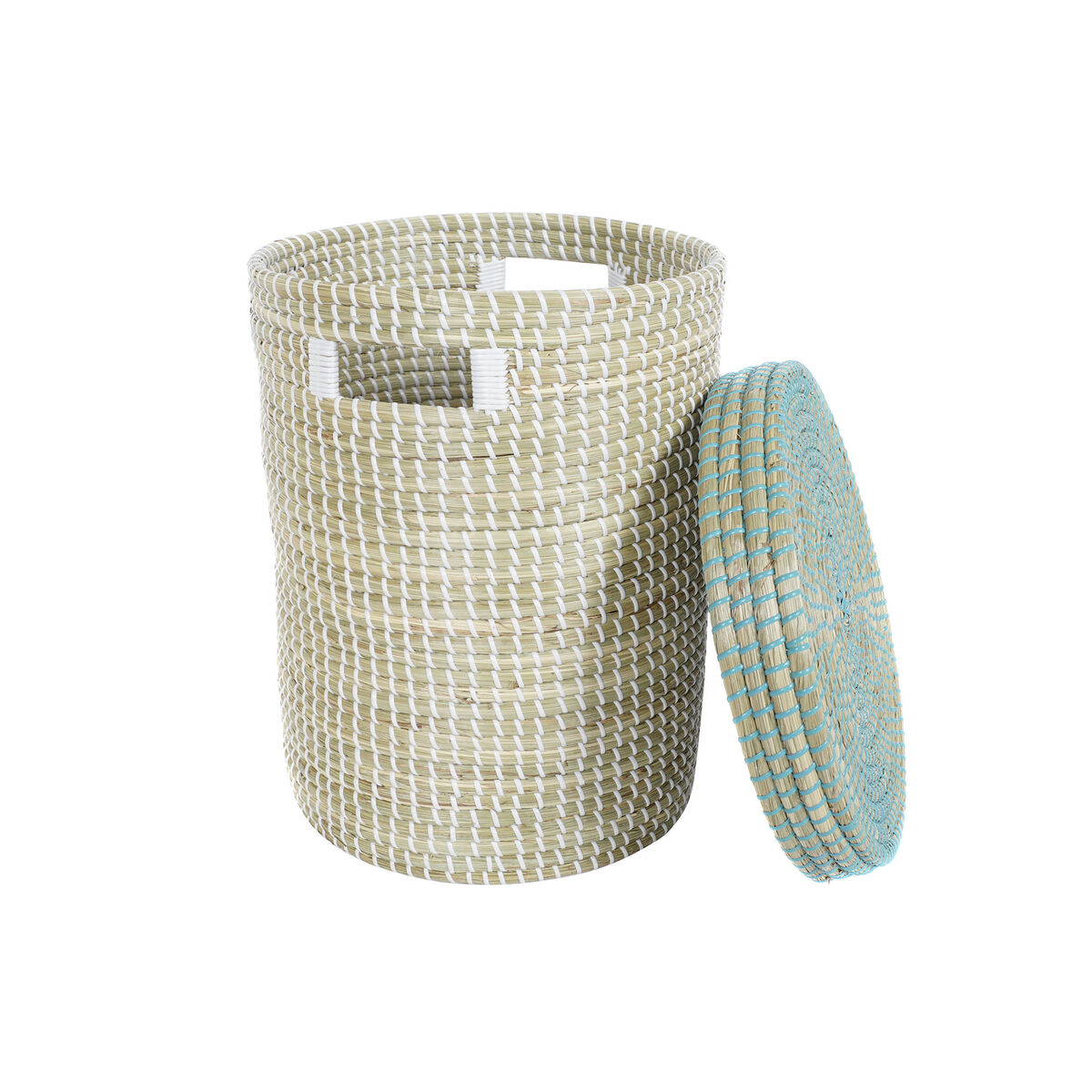 imagem de Conjunto de Cestas DKD Home Decor Azul Branco Natural Zostera marina 44 x 44 x 51 cm5