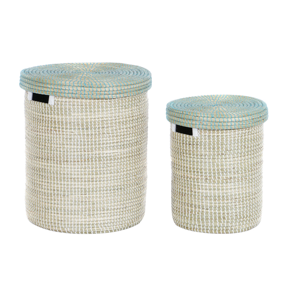 imagem de Conjunto de Cestas DKD Home Decor Azul Branco Natural Zostera marina 44 x 44 x 51 cm4