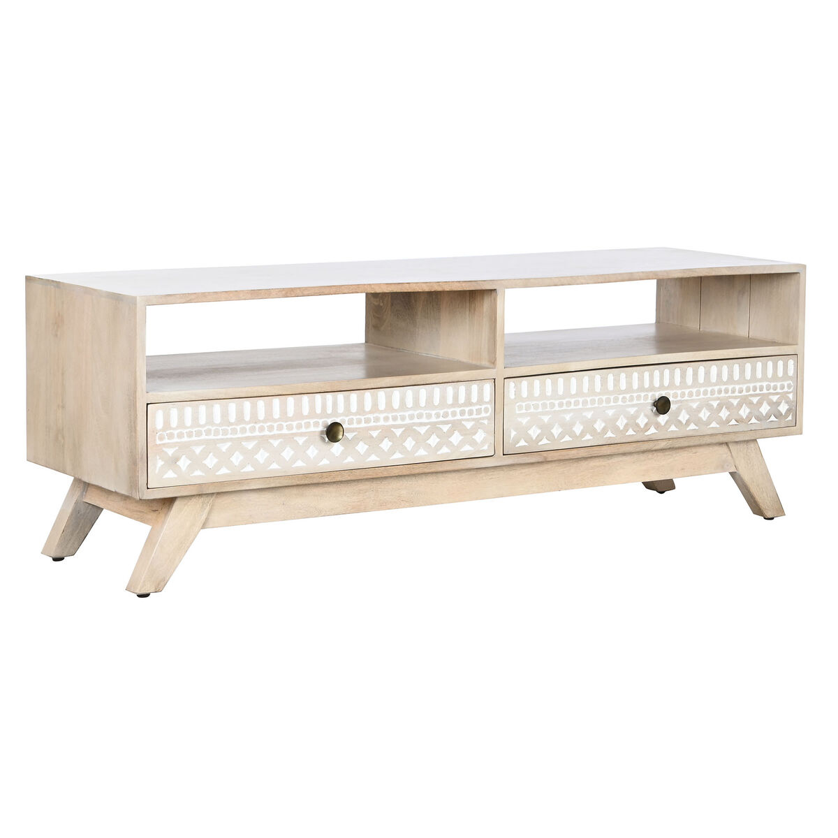 DKD Home Decor - Móvel de TV DKD Home Decor Branco Natural Madeira de mangueira 130 x 40 x 45 cm