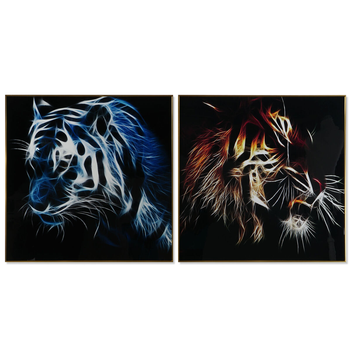 DKD Home Decor - Pintura DKD Home Decor Tigre 80 x 3 x 80 cm Moderno (2 Unidades)