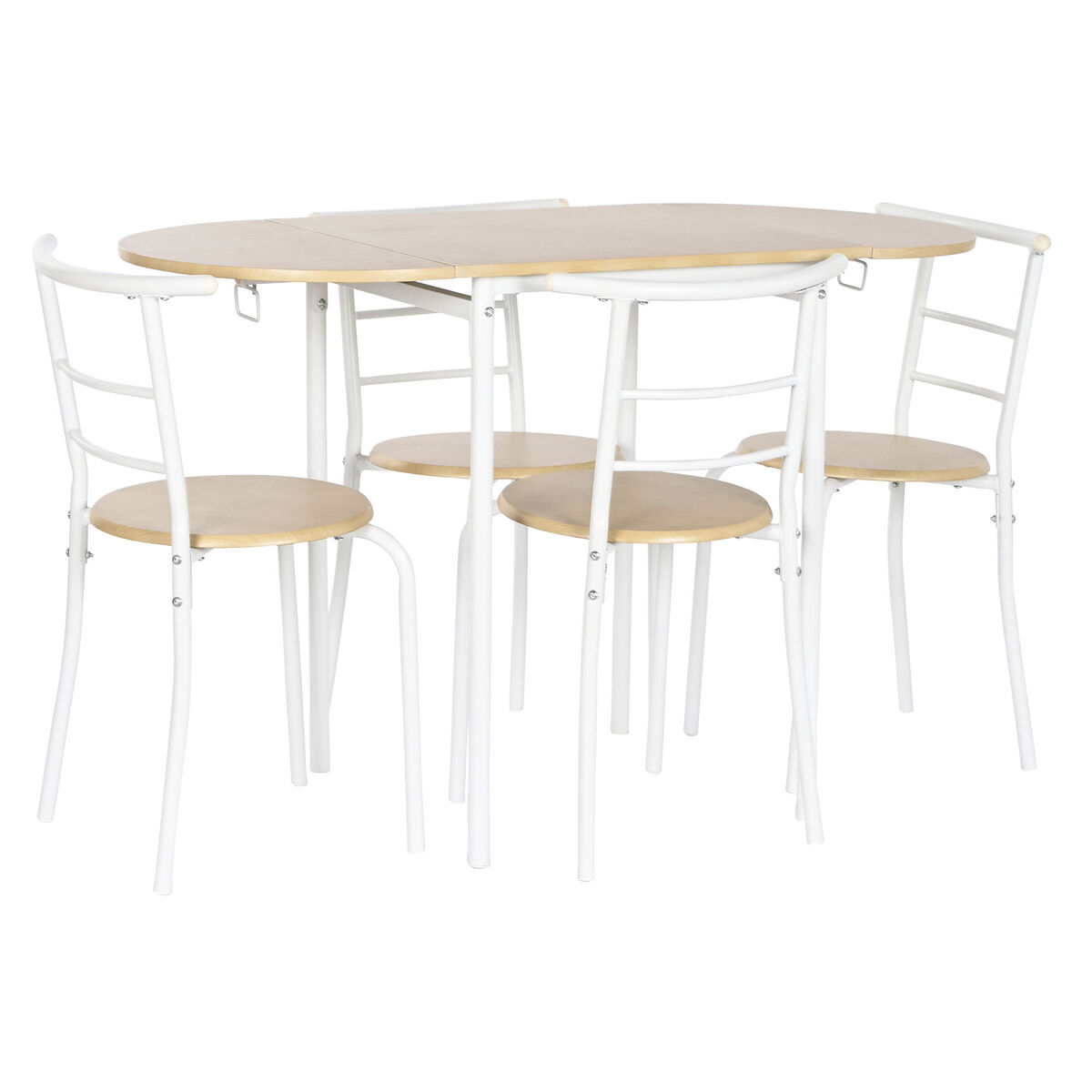 DKD Home Decor - Conjunto de mesa com 4 cadeiras DKD Home Decor Branco Natural Metal Madeira MDF 121 x 55 x 78 cm