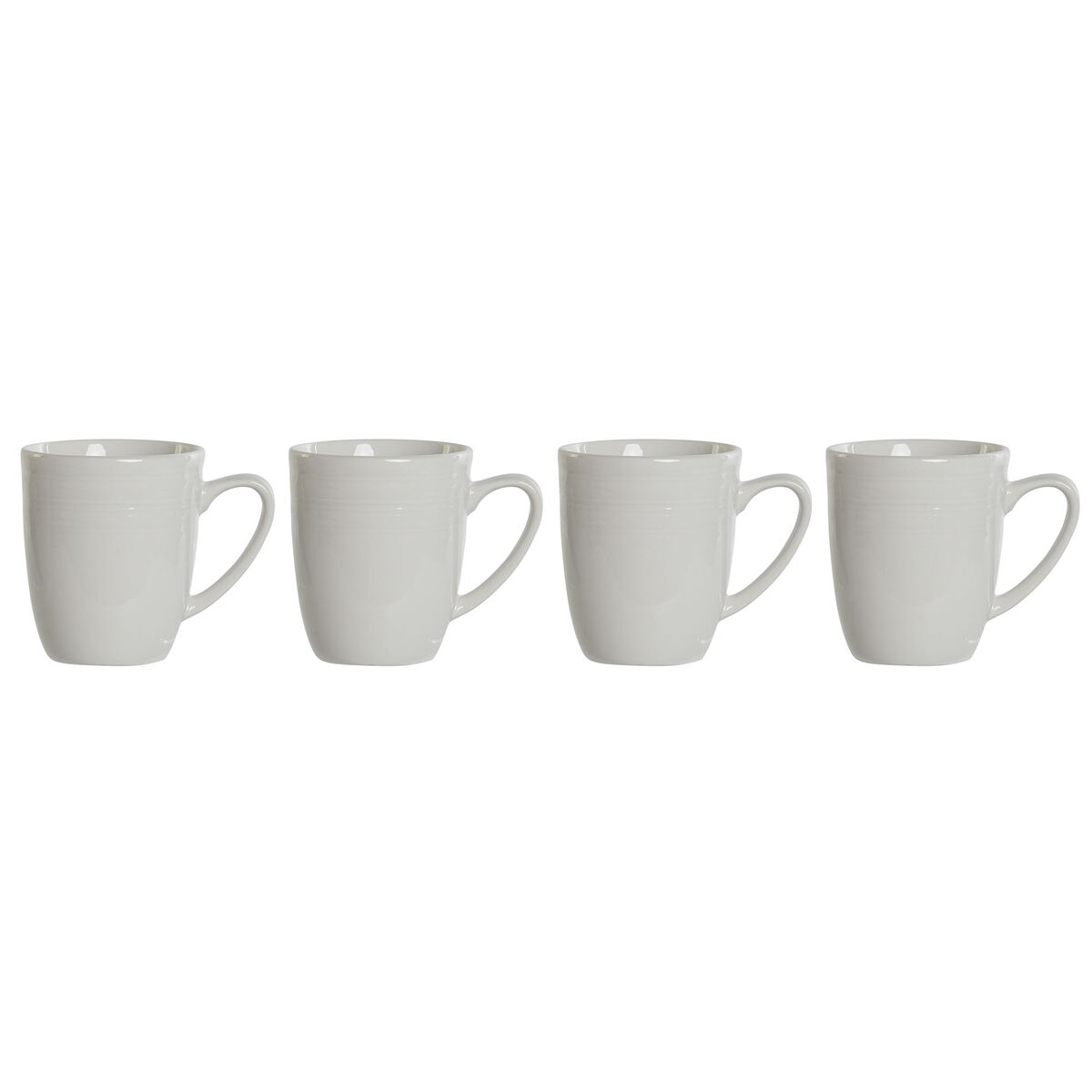 DKD Home Decor - Conjunto de 4 Canecas DKD Home Decor Branco Porcelana 330 ml