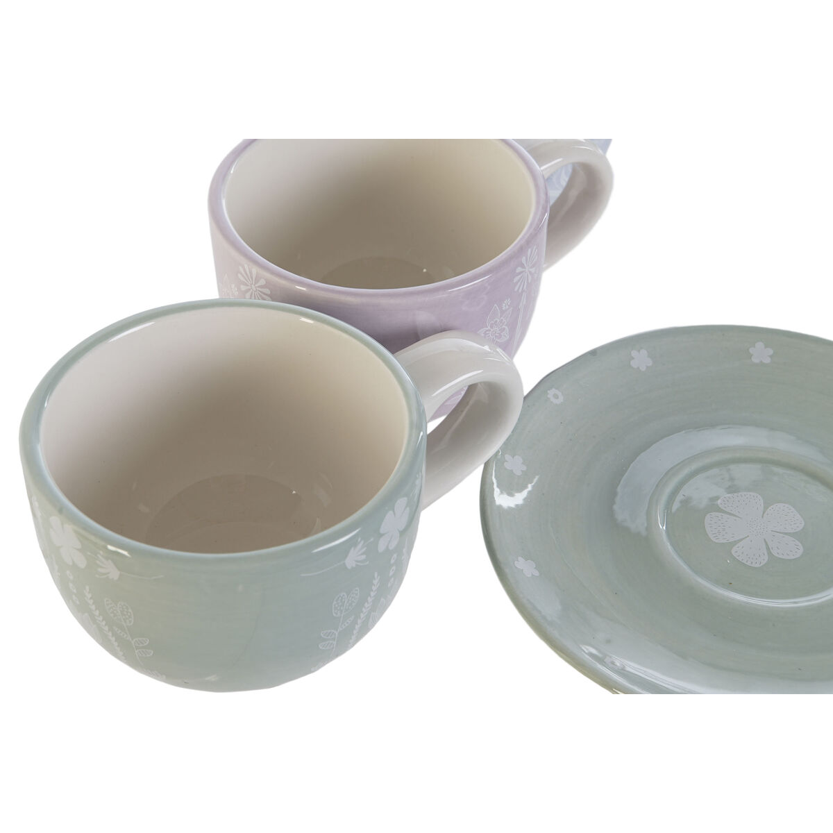 imagem de Conjunto de Chávenas de Café DKD Home Decor Azul Branco Verde Lilás Metal 180 ml3