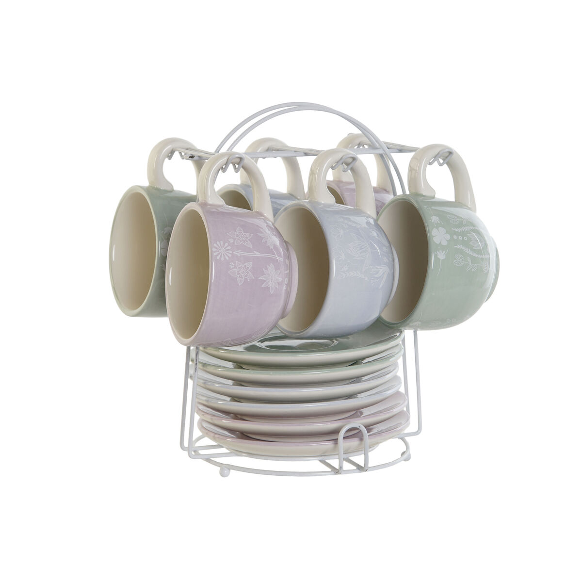 imagem de Conjunto de Chávenas de Café DKD Home Decor Azul Branco Verde Lilás Metal 180 ml4