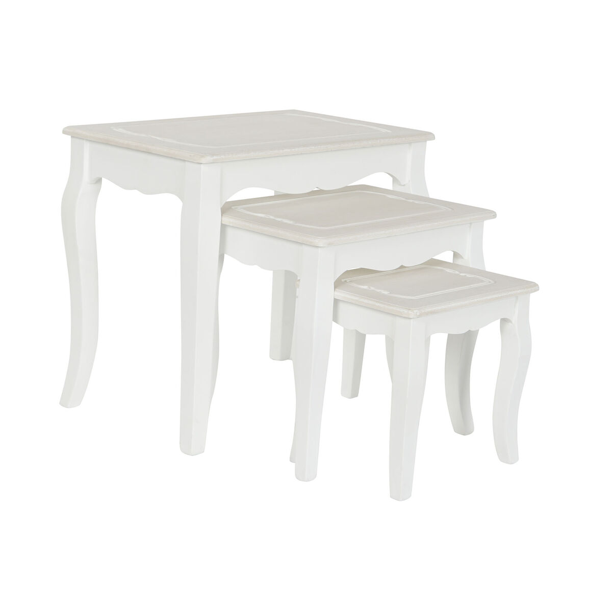 imagem de Jogo de 3 mesas DKD Home Decor Branco Marrom claro Madeira MDF 53 x 35 x 47 cm2