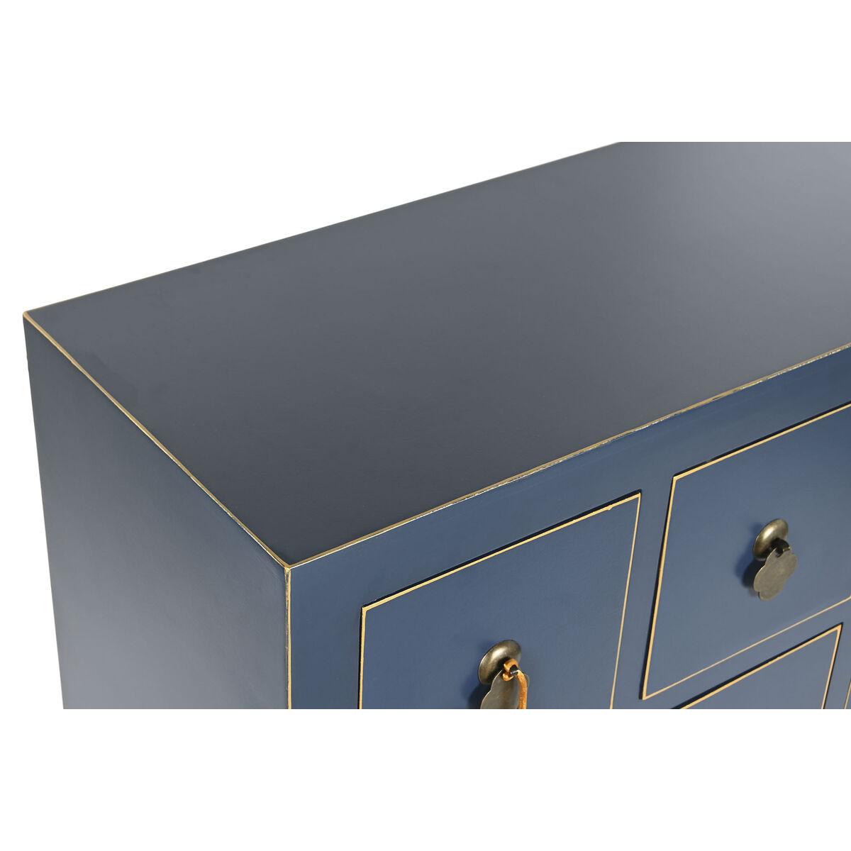 imagem de Cómoda DKD Home Decor Azul Dourado Abeto Madeira MDF Oriental 63 x 27 x 101 cm2