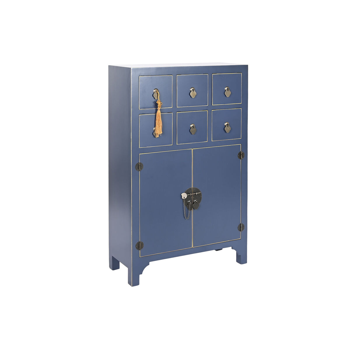 DKD Home Decor - Cómoda DKD Home Decor Azul Dourado Abeto Madeira MDF Oriental 63 x 27 x 101 cm