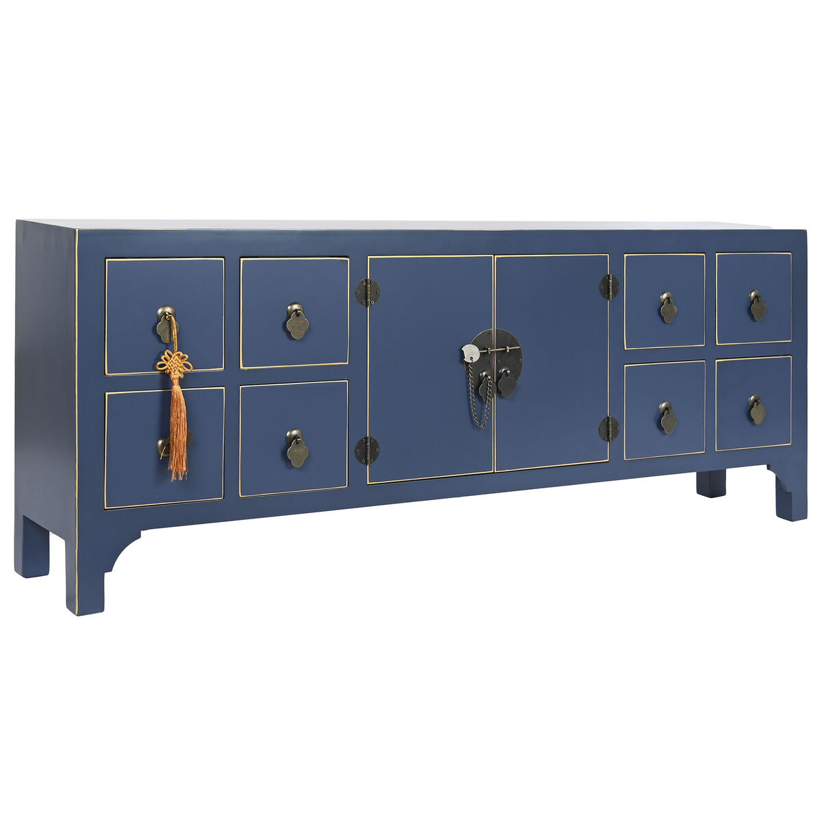 DKD Home Decor - Móvel de TV DKD Home Decor Azul Dourado Abeto Madeira MDF 130 x 24 x 51 cm