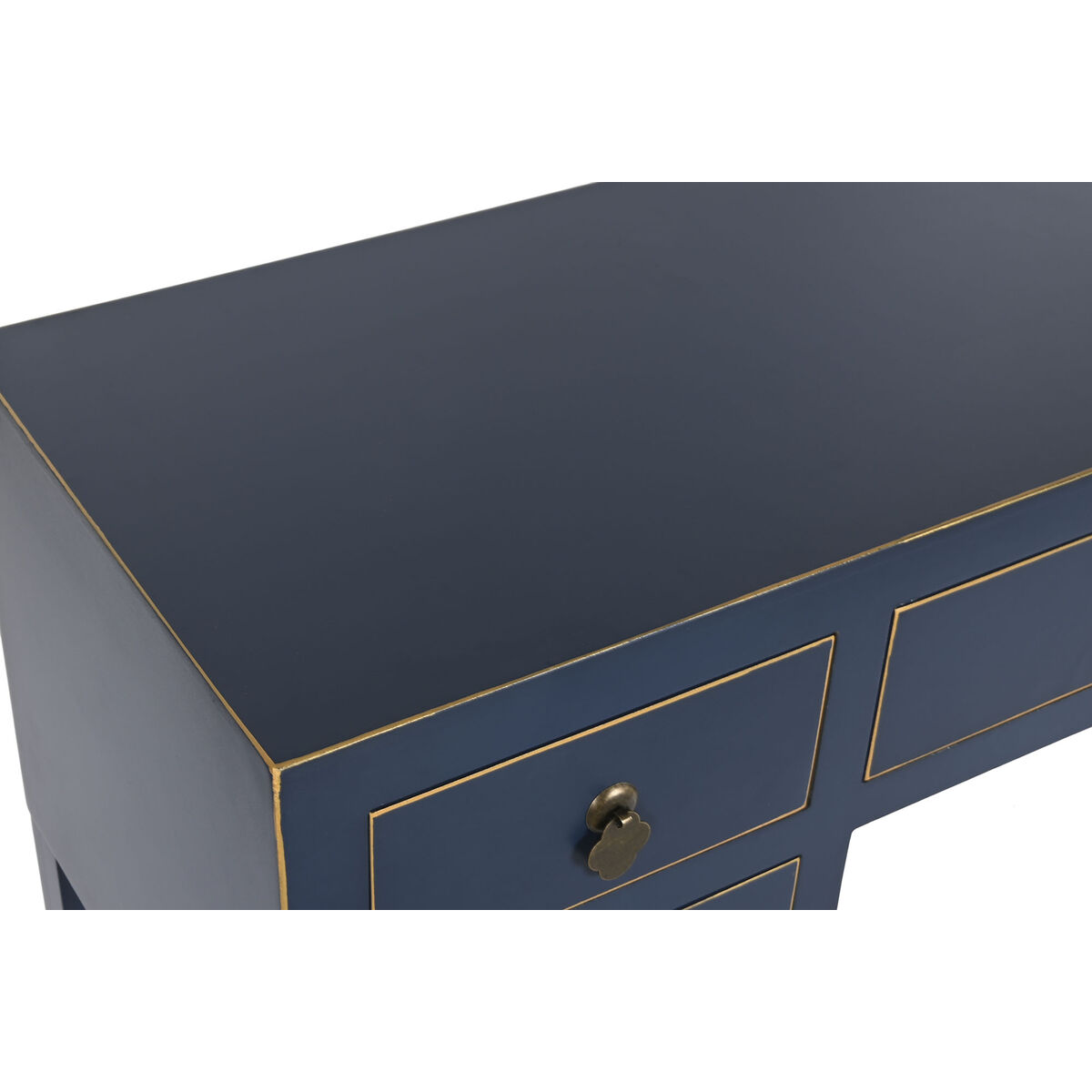 imagem de Secretária DKD Home Decor Azul Dourado Metal Pinheiro Madeira MDF 110 x 35 x 78 cm2