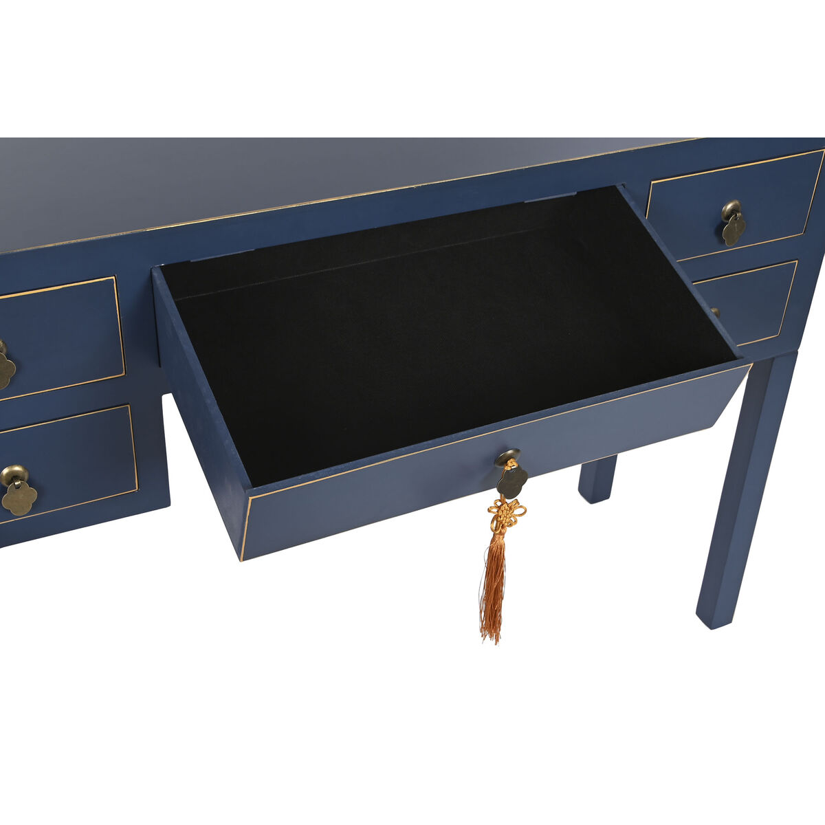 imagem de Secretária DKD Home Decor Azul Dourado Metal Pinheiro Madeira MDF 110 x 35 x 78 cm4