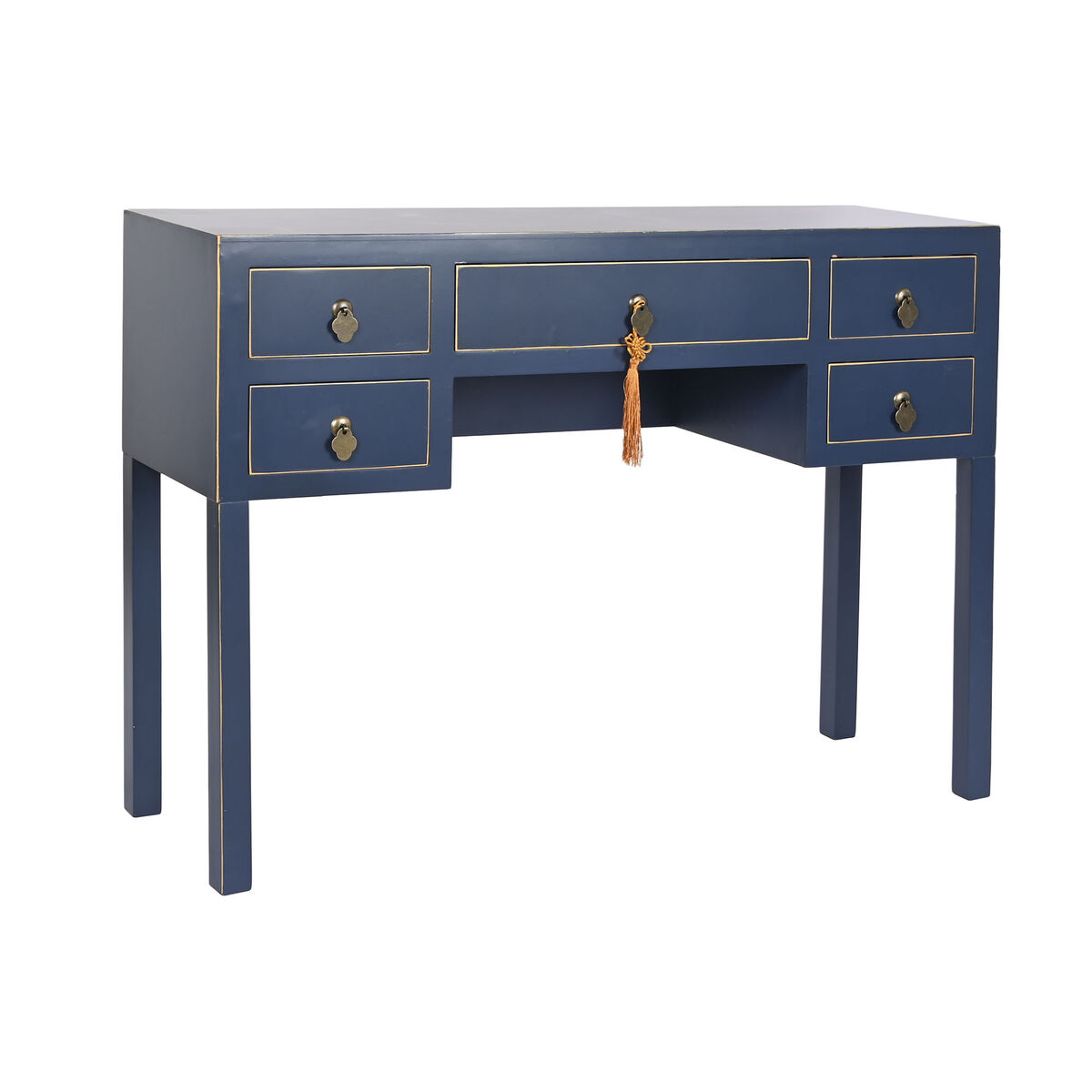 DKD Home Decor - Secretária DKD Home Decor Azul Dourado Metal Pinheiro Madeira MDF 110 x 35 x 78 cm