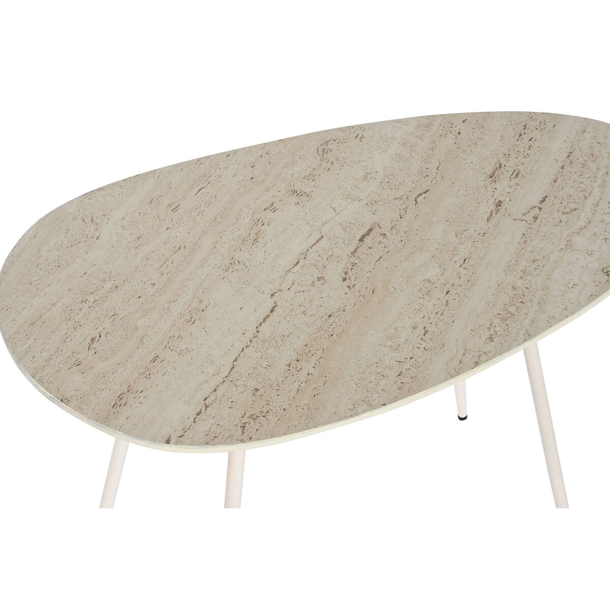 imagem de Conjunto de 2 mesas Home ESPRIT Branco Bege Marrom claro Metal Cerâmica 73 x 43 x 45 cm2