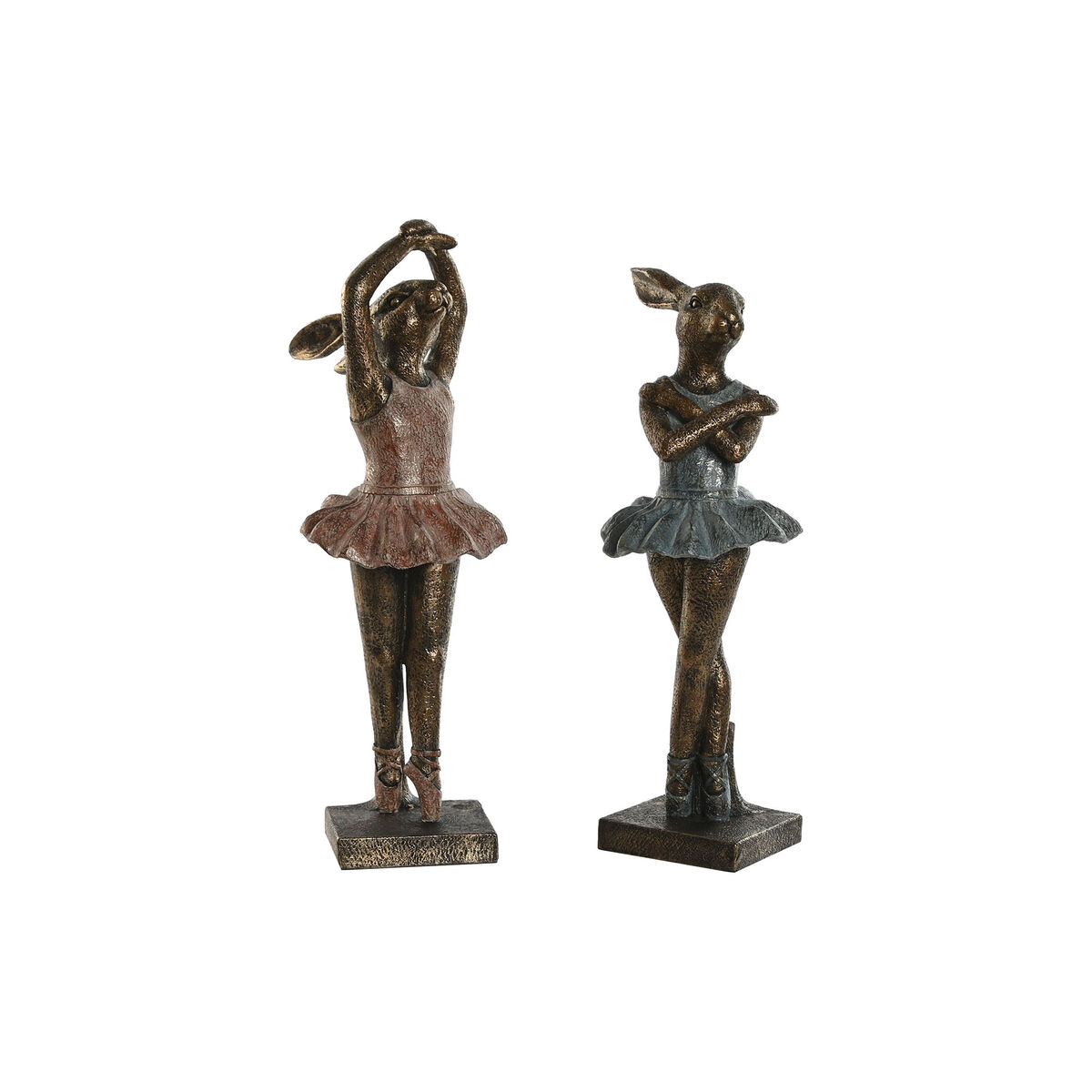 imagem de Figura Decorativa Home ESPRIT Azul Cor de Rosa Dourado Romântico Bailarina Ballet 13 x 12 x 30,5 cm (2 Unidades)1