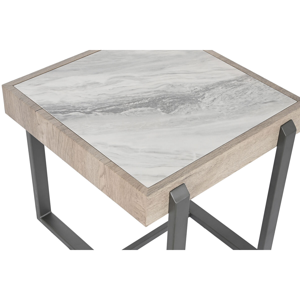 imagem de Mesa de apoio Home ESPRIT Branco Cinzento Natural Metal 50 x 50 x 50 cm2