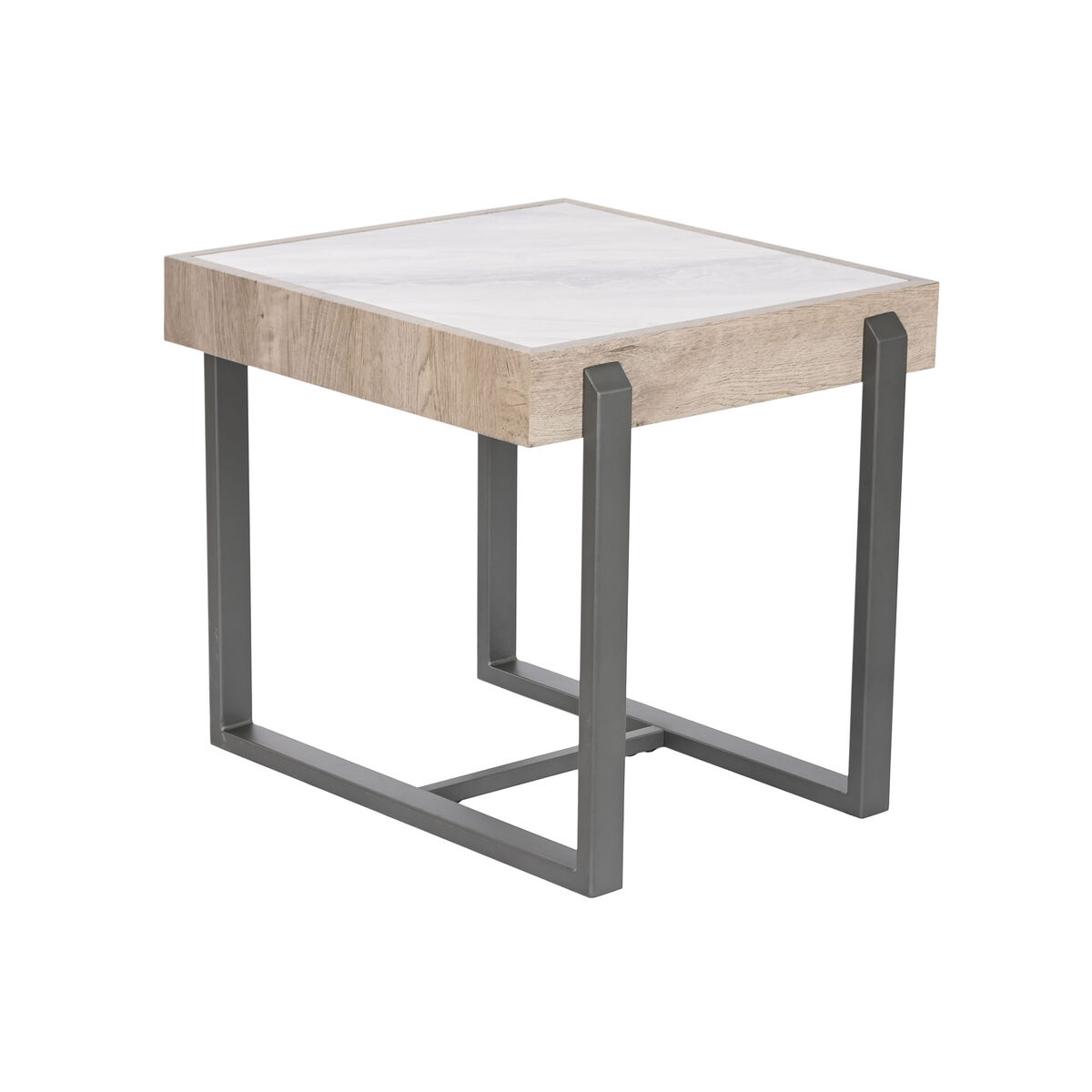 Home Esprit - Mesa de apoio Home ESPRIT Branco Cinzento Natural Metal 50 x 50 x 50 cm