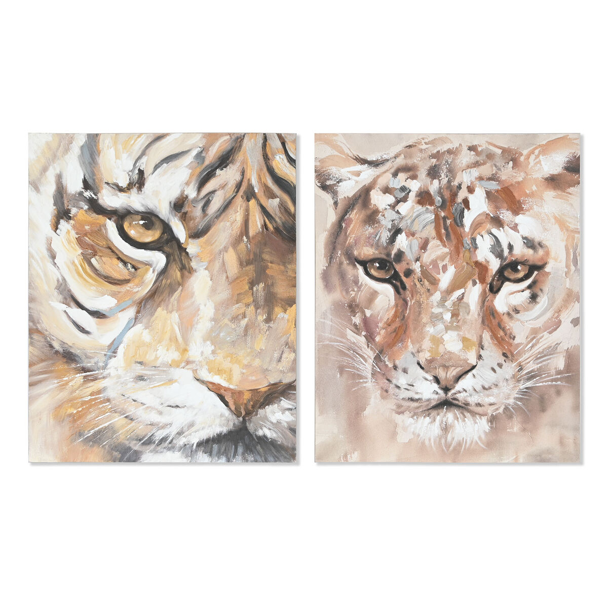 imagem de Pintura Home ESPRIT Colonial Tigre 80 x 3,7 x 100 cm (2 Unidades)1