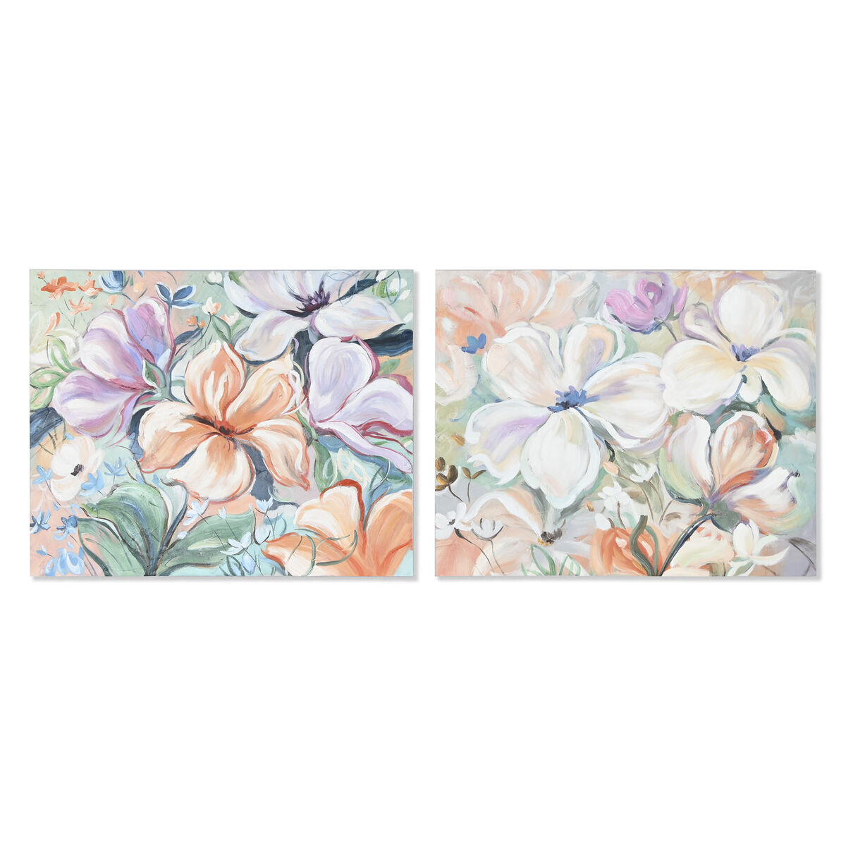 imagem de Pintura Home ESPRIT Bloemen Shabby Chic 100 x 3,7 x 80 cm (2 Unidades)1