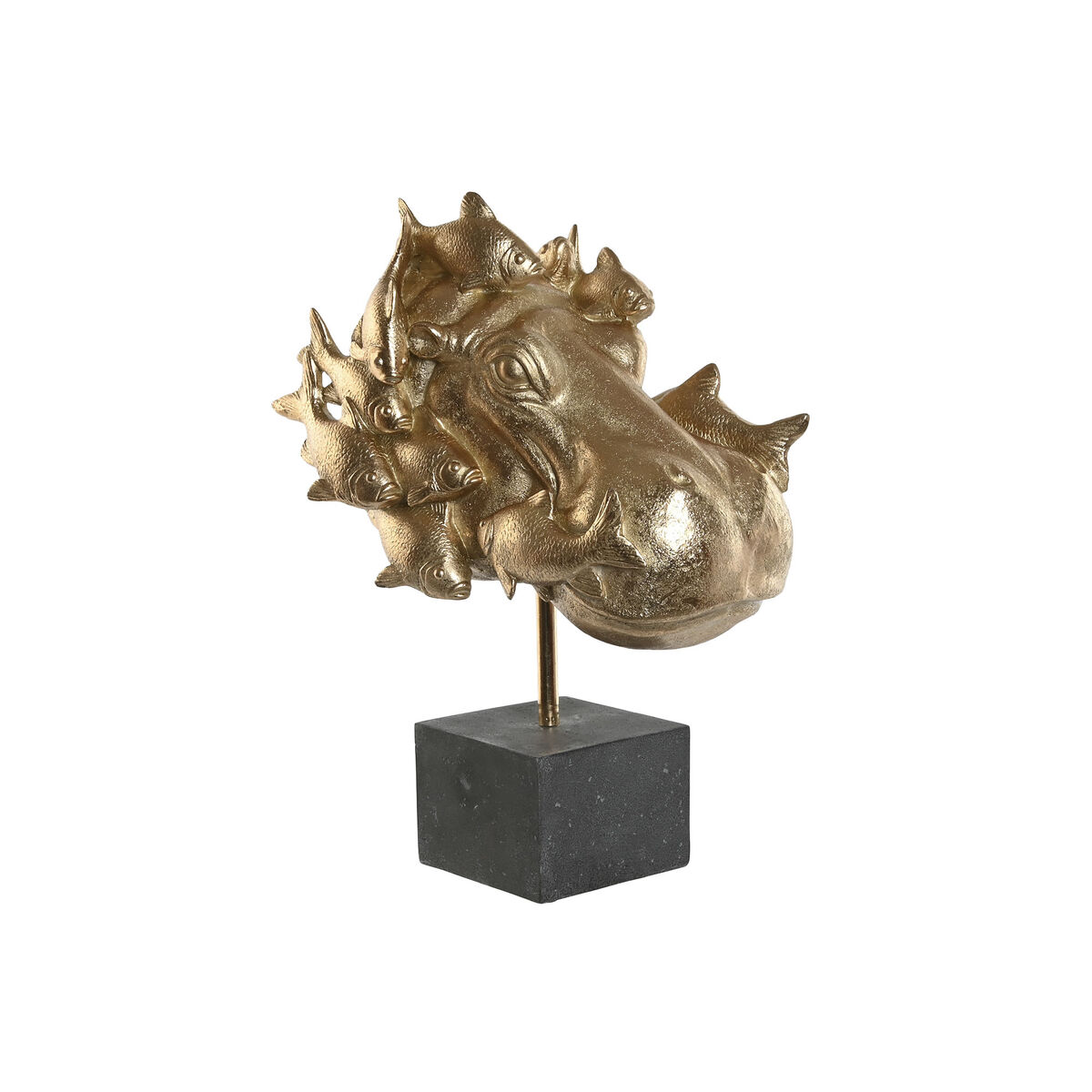 imagem de Figura Decorativa Home ESPRIT Preto Dourado Hipopótamo 33 x 21,5 x 45 cm1