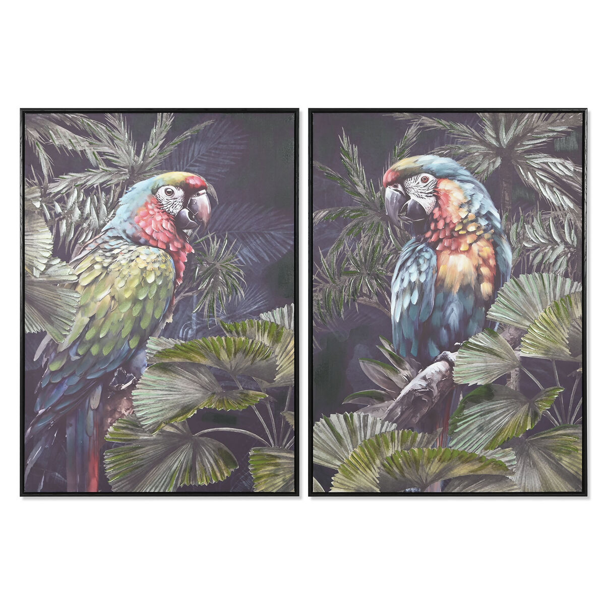 Home Esprit - Pintura Home ESPRIT Papagaio Tropical 70 x 3,5 x 100 cm (2 Unidades)