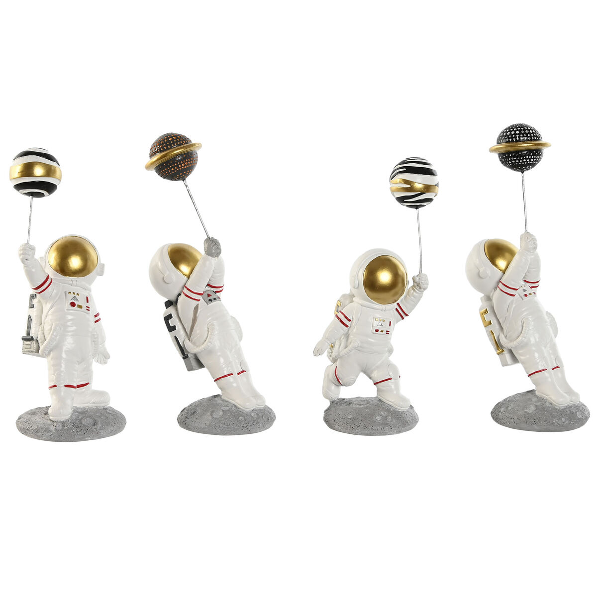 Home Esprit - Figura Decorativa Home ESPRIT Branco Dourado Astronauta 10,5 x 10,5 x 25 cm (4 Unidades)