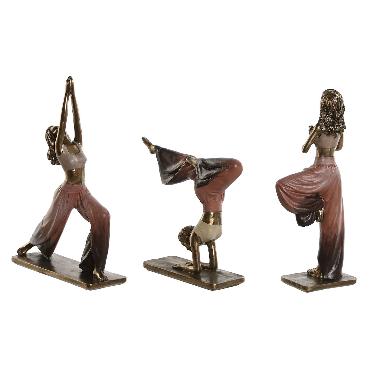 imagem de Figura Decorativa Home ESPRIT Cor de Rosa Dourado Yoga Scandi 19 x 6 x 26 cm (3 Unidades)4