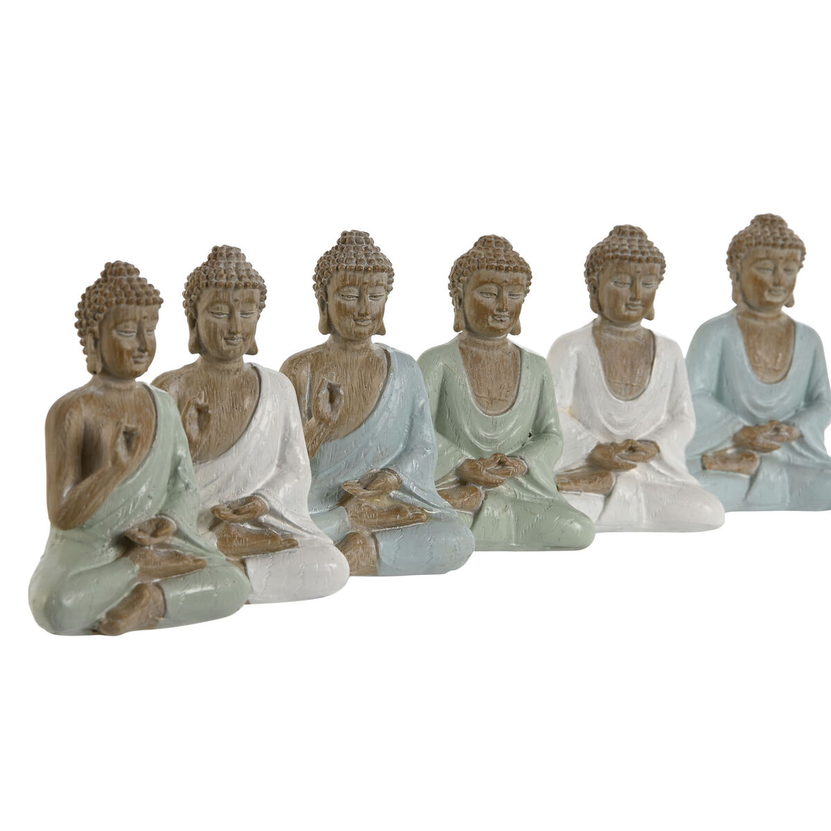 imagem de Figura Decorativa Home ESPRIT Branco Verde Turquesa Buda Oriental 6 x 4 x 8,5 cm (6 Unidades)2