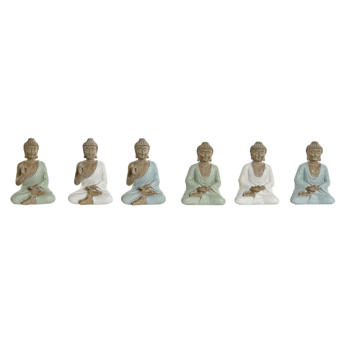 Home Esprit - Figura Decorativa Home ESPRIT Branco Verde Turquesa Buda Oriental 6 x 4 x 8,5 cm (6 Unidades)