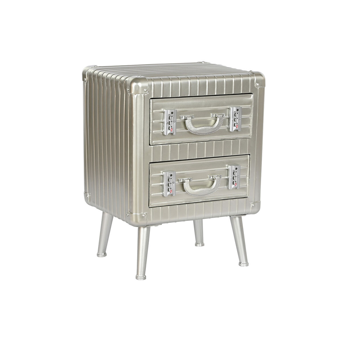 Home Esprit - Mesa de Cabeceira Home ESPRIT Prateado Metal Madeira MDF 46 x 39 x 63 cm