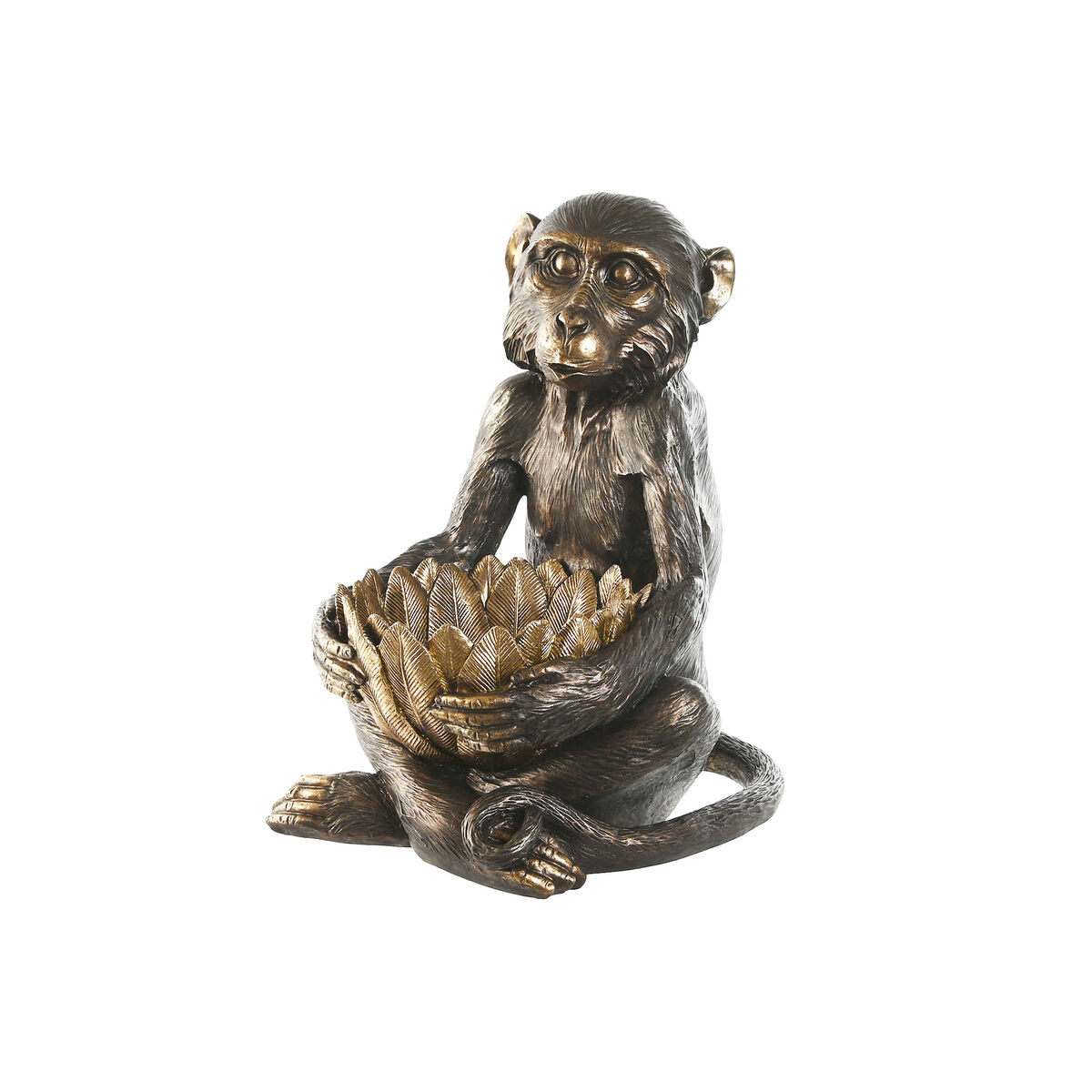 Home Esprit - Figura Decorativa Home ESPRIT Dourado Catanho escuro Macaco 40 x 37 x 50 cm