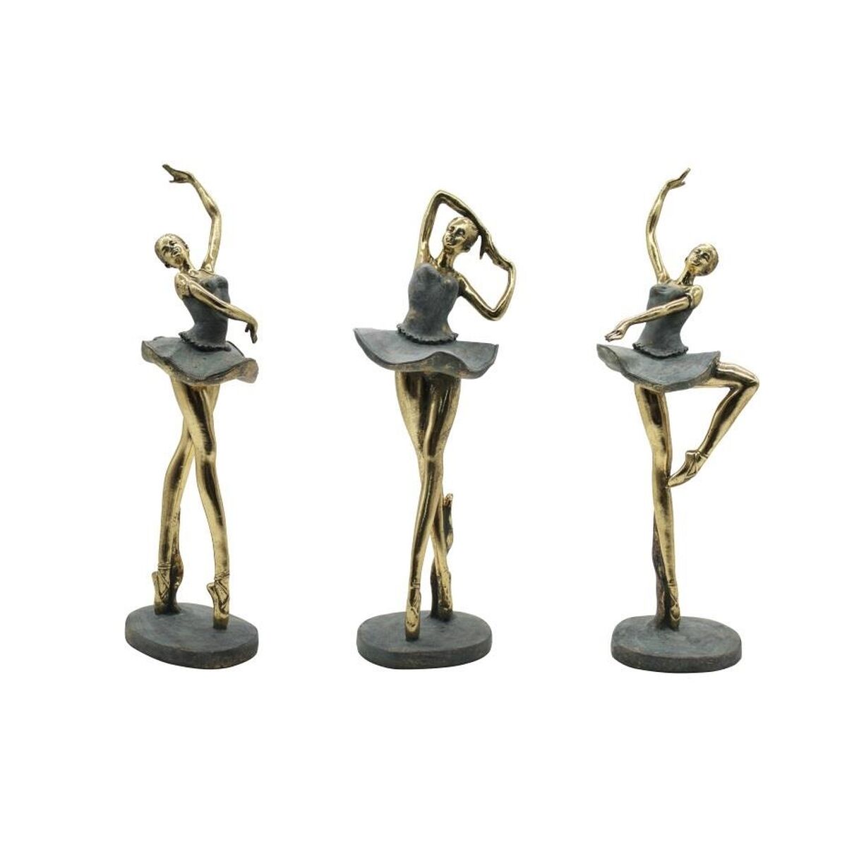 Home Esprit - Figura Decorativa Home ESPRIT Cinzento Dourado Bailarina Ballet 15 x 10 x 43 cm (3 Unidades)