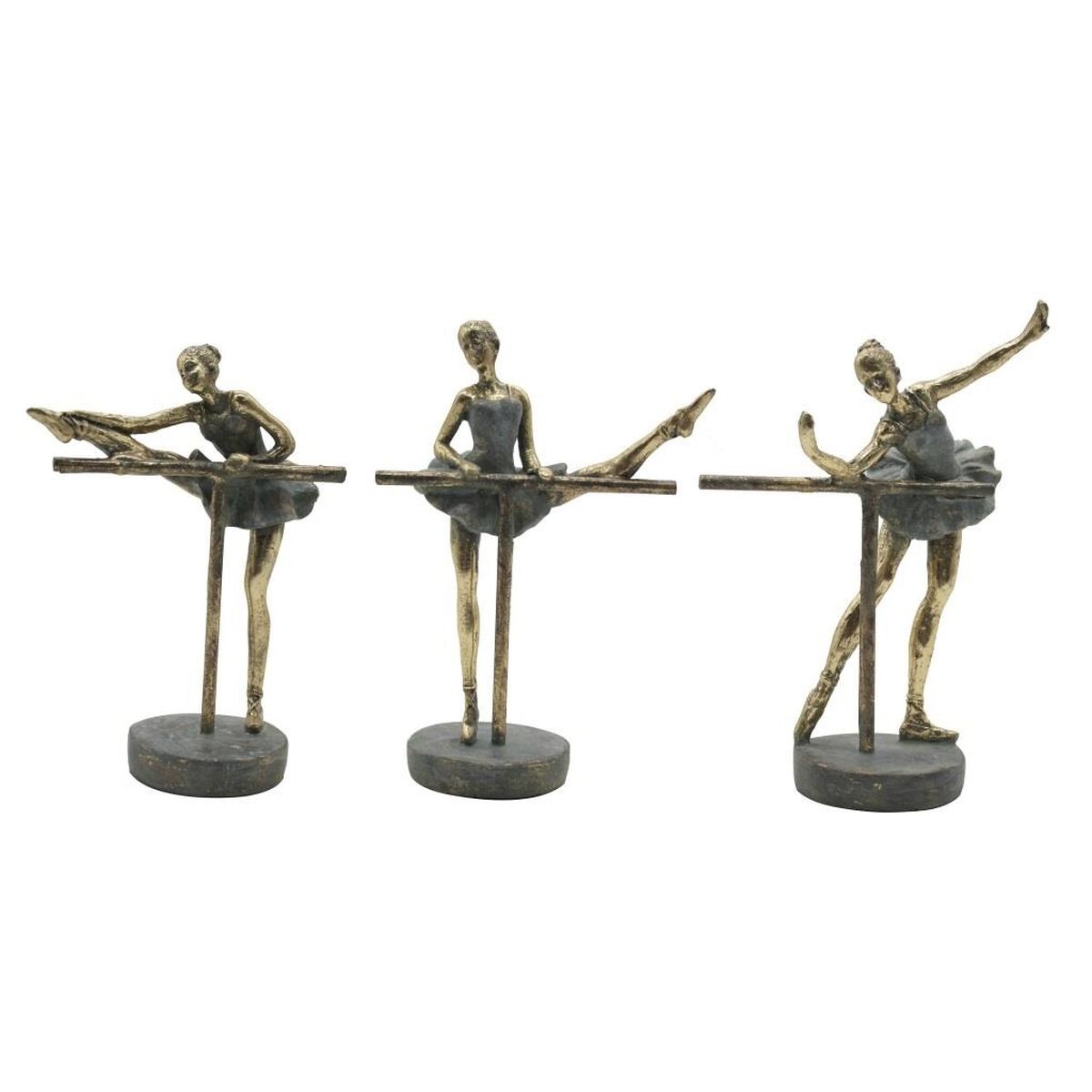 Home Esprit - Figura Decorativa Home ESPRIT Cinzento Dourado Bailarina Ballet 14 x 8 x 20 cm (3 Unidades)